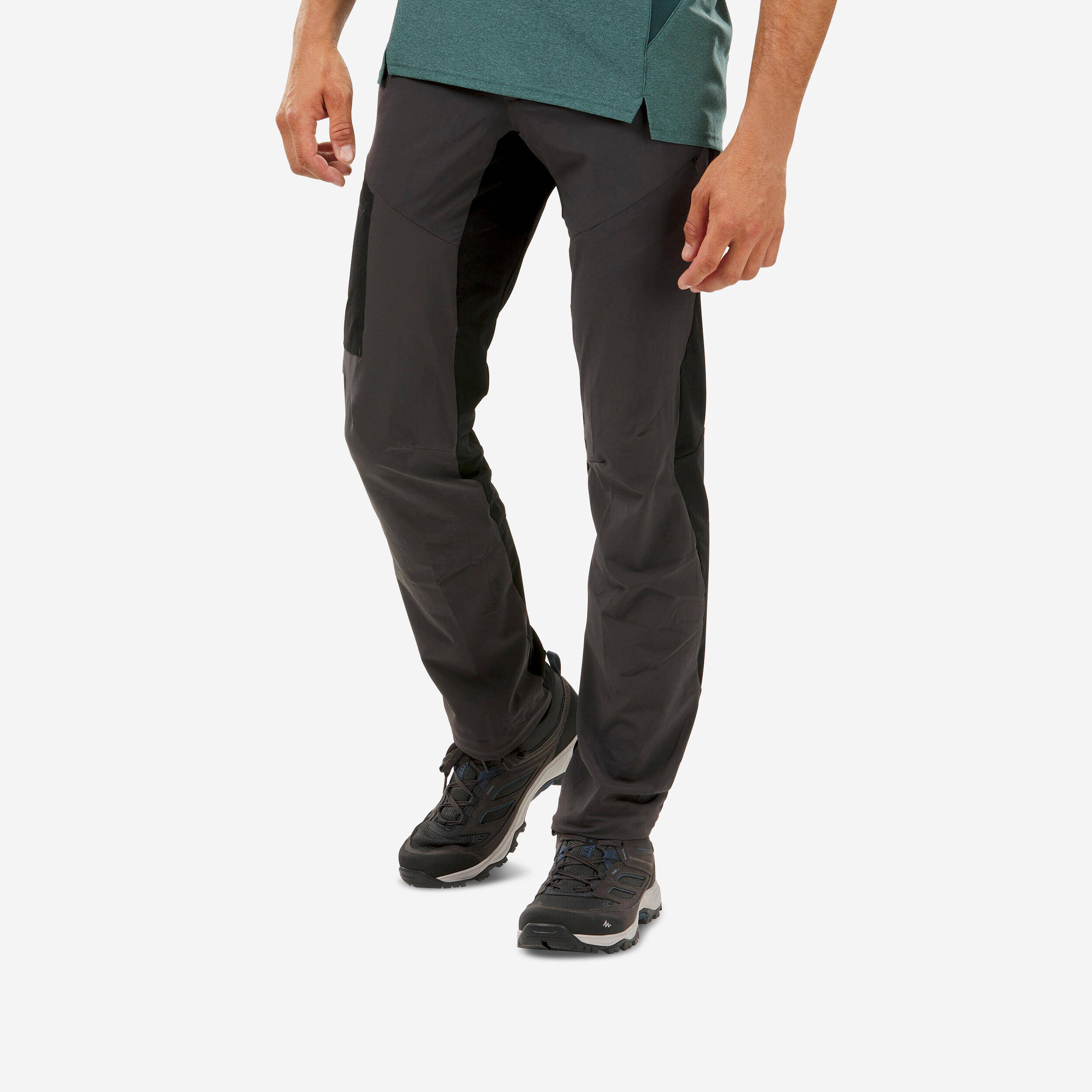 Men Dry Fit Stretchable Reinforced Hiking Pant Black - MH500 -  1