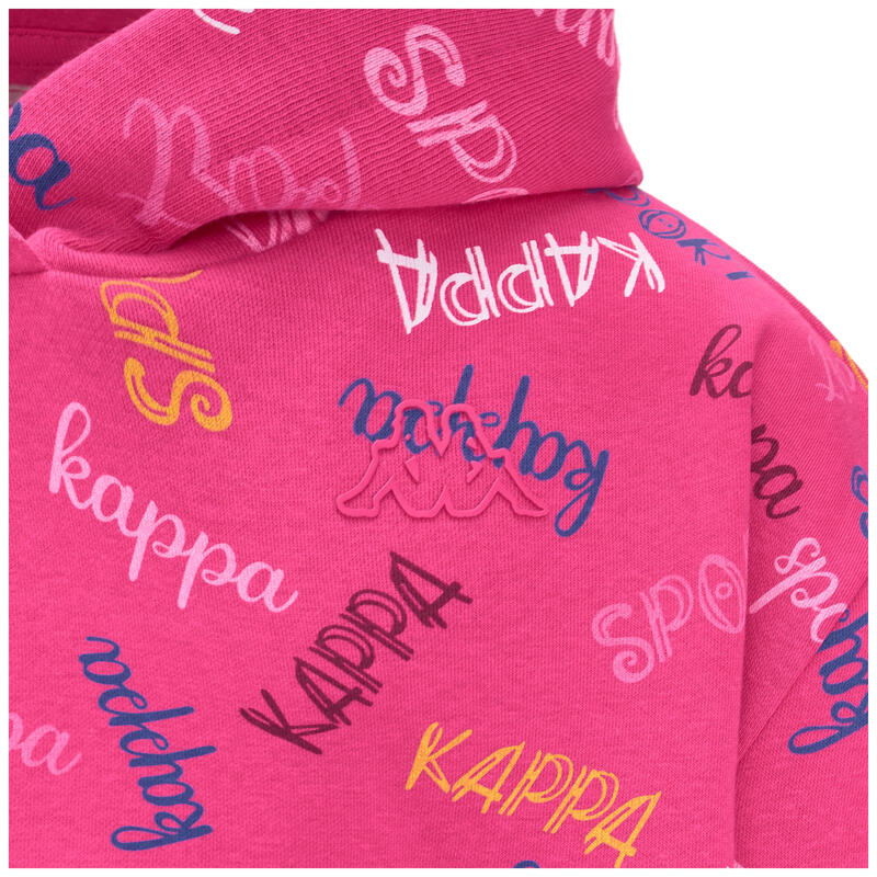 Felpa Kappa bambina con cappuccio rosa