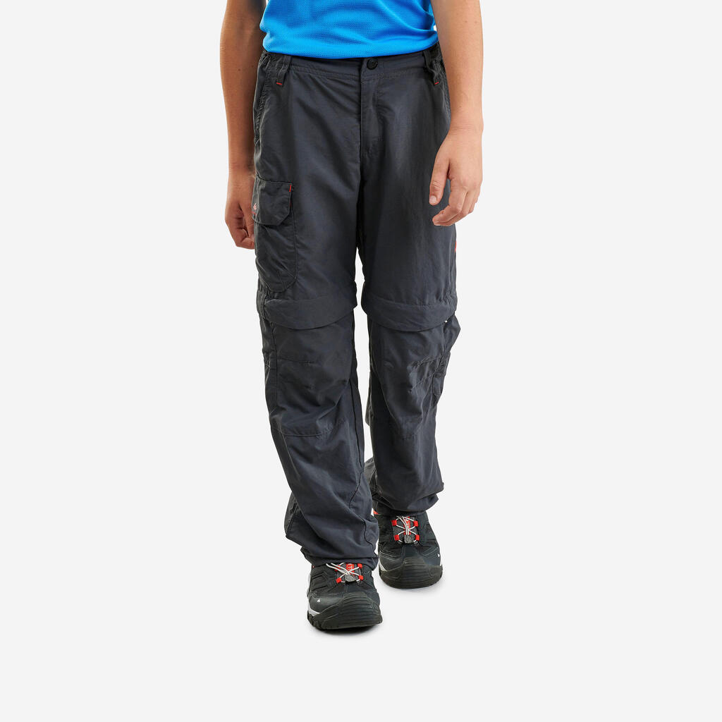 Kids’ Hiking modular trousers MH550 age 7-15 - dark brown