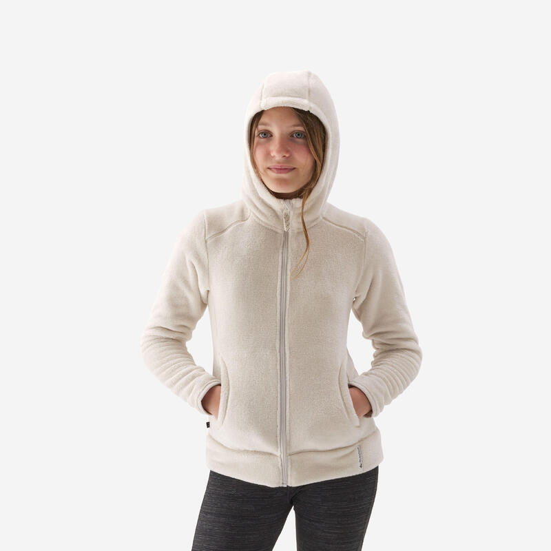 Warme fleece jas voor wandelen MH500 beige kinderen 7-15 jaar