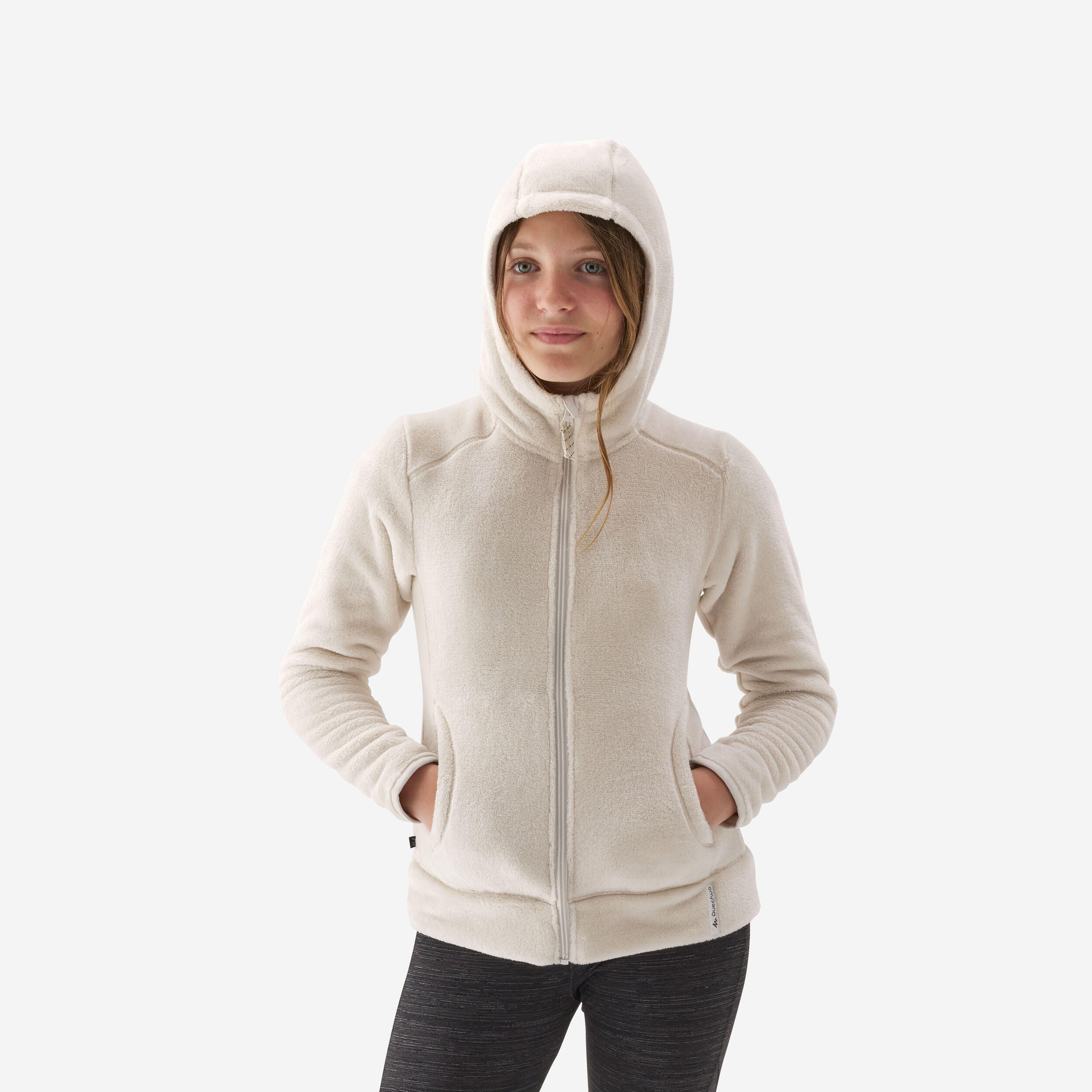 Veste polaire chaude de randonnee MH500 beige enfant 7 15 ans Decathlon Tunisie