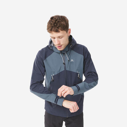Veste de randonnée montagne imperméable homme, MH500 bleu