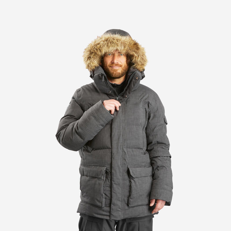 Geacă Parka Iarnă Impermeabilă Călduroasă Drumeție pe zăpadă SH900 -25°C Gri Bărbați