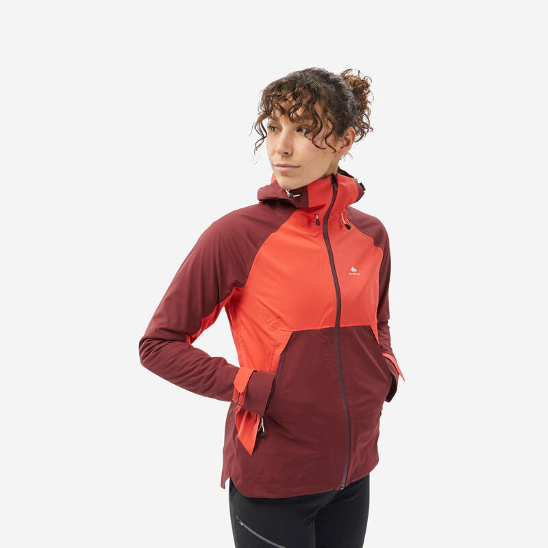 Wanderjacke Damen wasserdicht Bergwandern - MH500 rot 