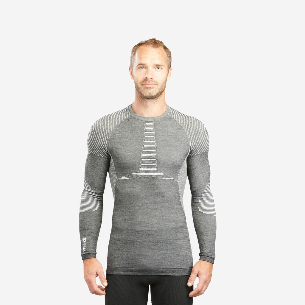 Men’s thermal ski base layer top - BL 900 seamless wool - Grey