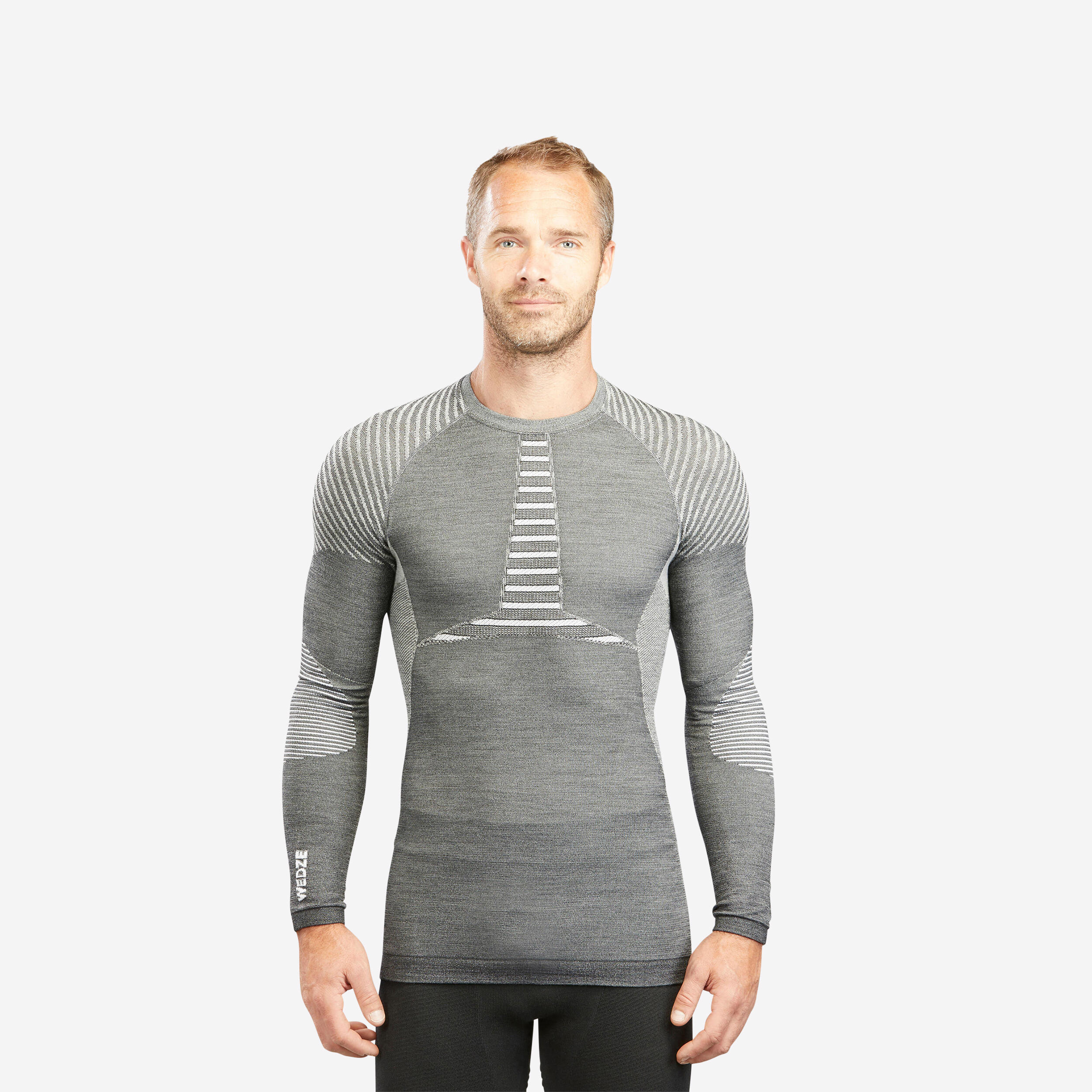 Men s thermal ski base layer top BL 980 seamless Merino wool Grey