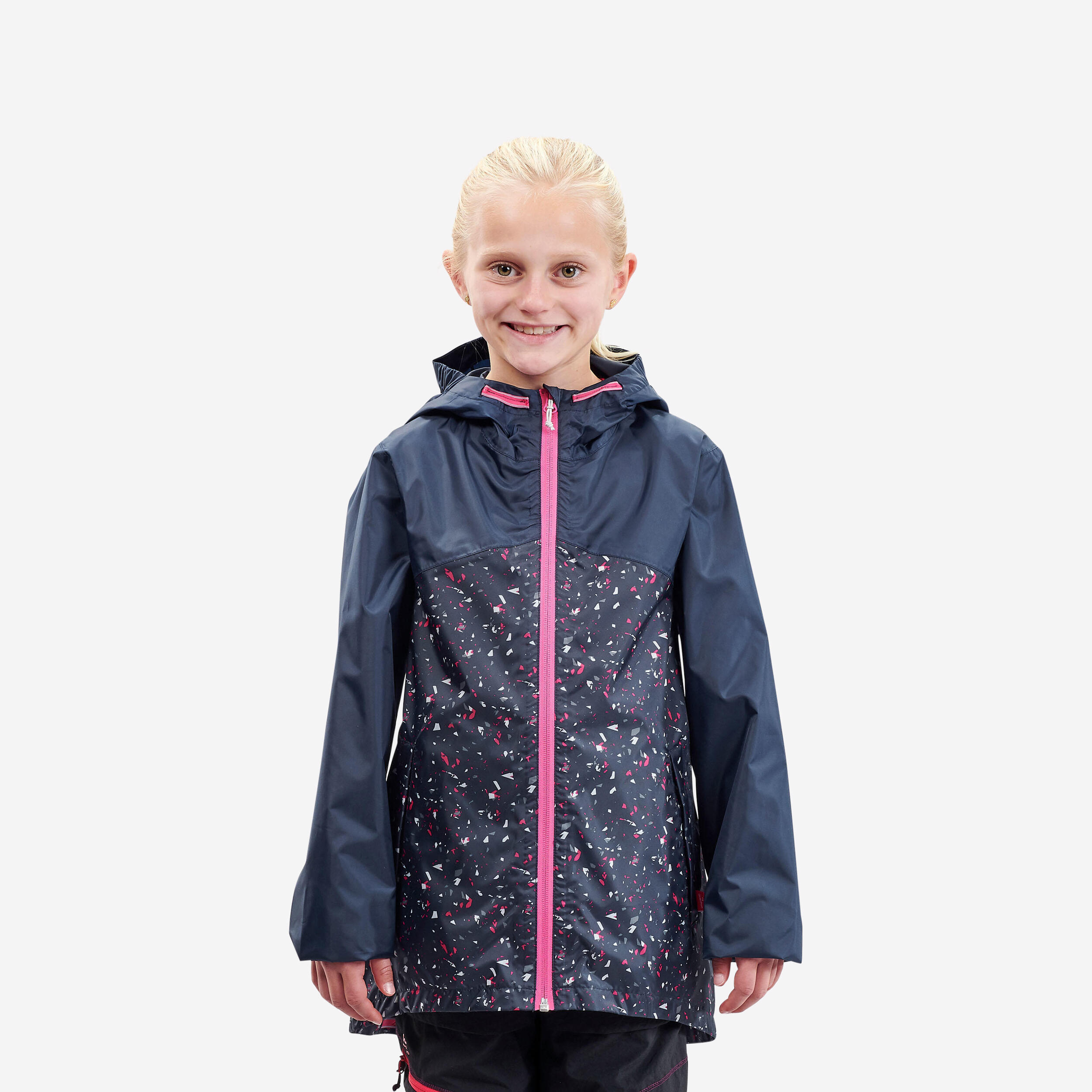 Kids' Hiking Waterproof Jacket MH150 7-15 Years - navy blue