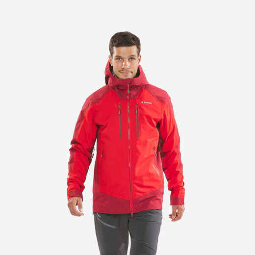 
      Men’s waterproof durable mountaineering jacket, red
  