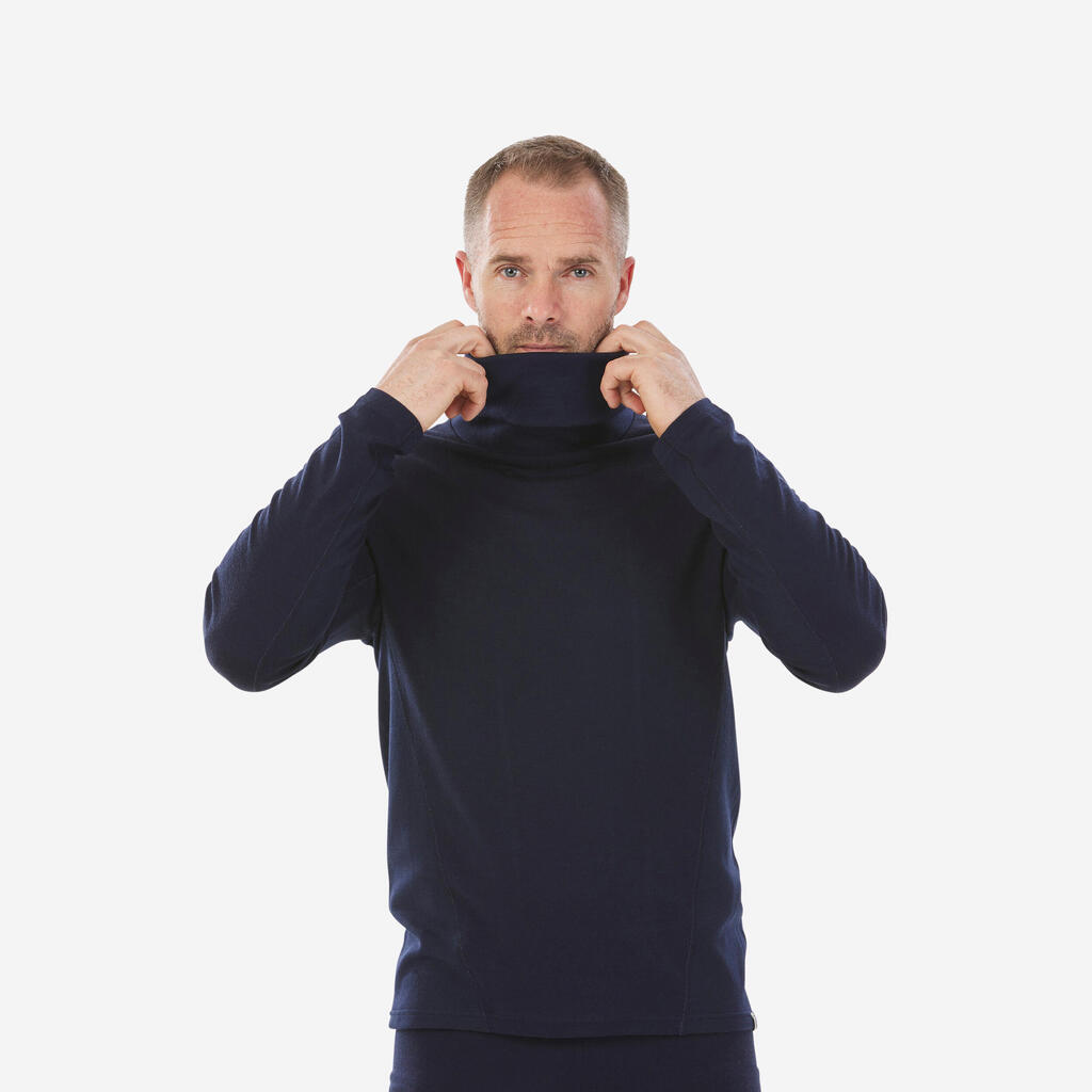 Vyriški apatiniai slidinėjimo marškinėliai apvalia apykakle „BL500“, mėlyni