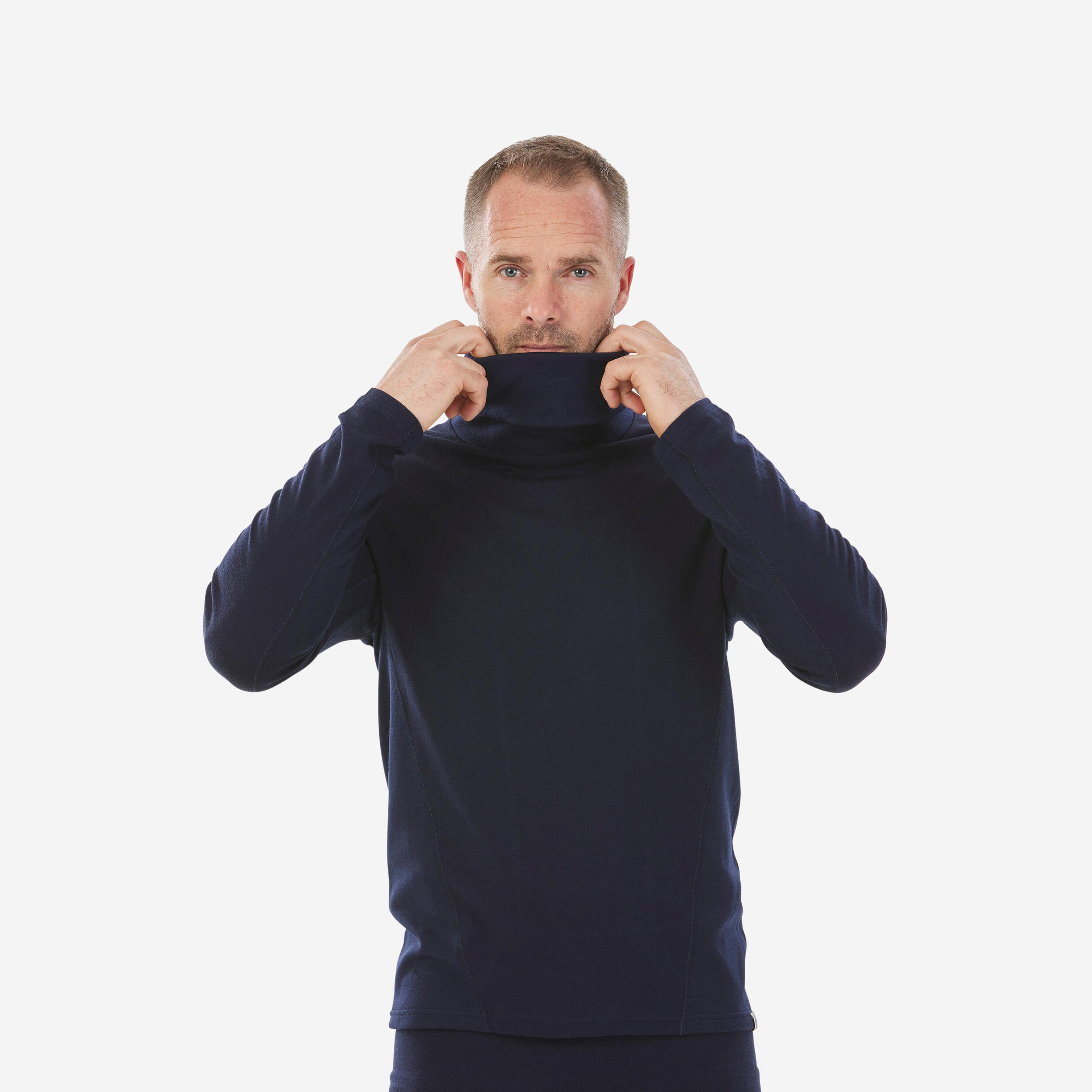 Men's Merino Wool Hiking Shirt - MT 900 - Asphalt blue, Navy blue - Forclaz  - Decathlon