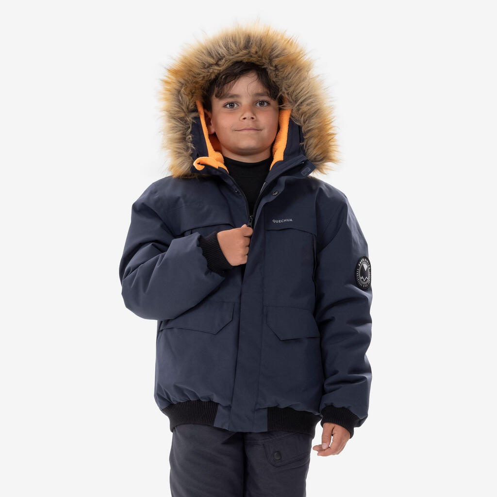 Detská turistická bunda SH100 do -6,5 °C hrejivá a nepremokavá 7-15 rokov