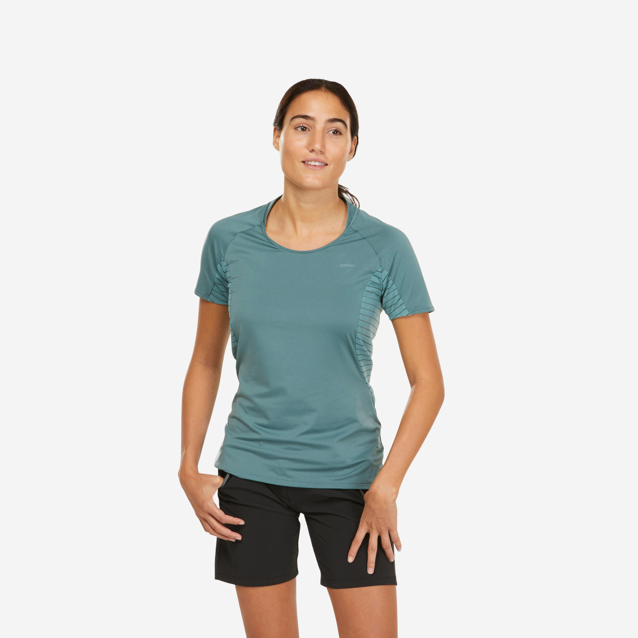 Domyos by Decathlon Women Grey & Black Round Neck Loose-Fit Gym T-Shirt :  : Clothing & Accessories