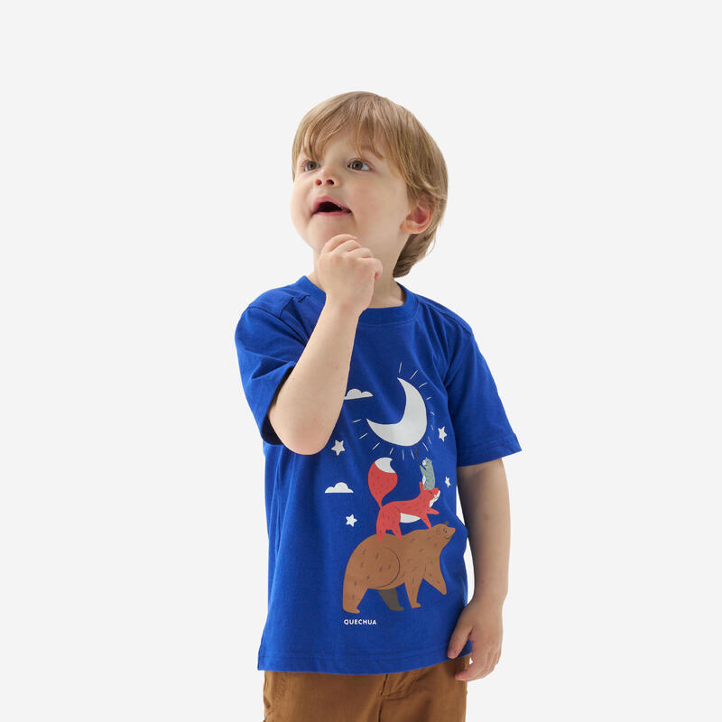 T-shirt de caminhada - MH100 Criança 2-6 anos - Azul fosforescente