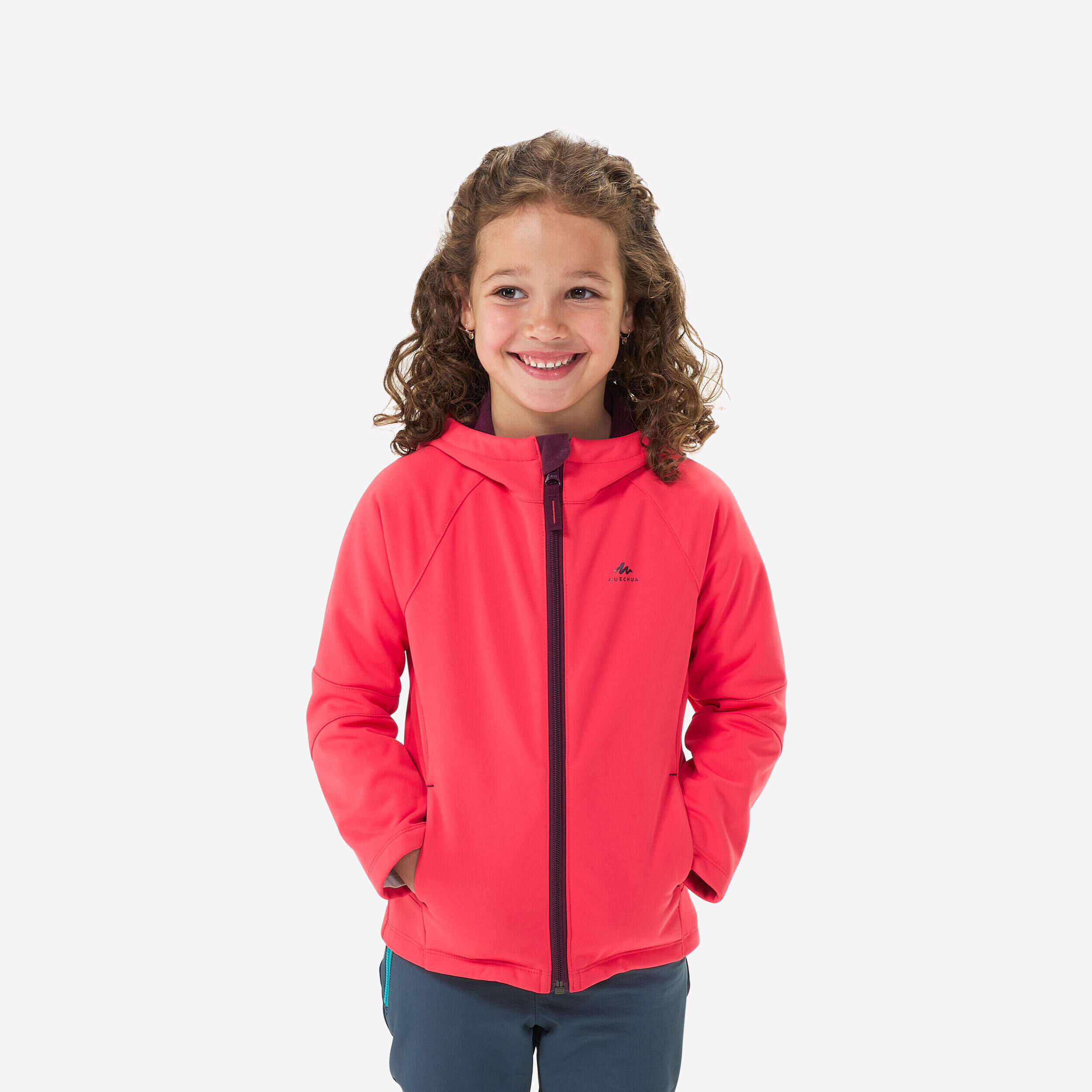 QUECHUA Kids 2-6 Years Hiking Softshell Jacket MH550 - pink 