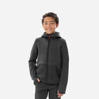 מעיל פליז לטיולים עבור ילדים בגילאי 7-15 MH500 - שחור אפור