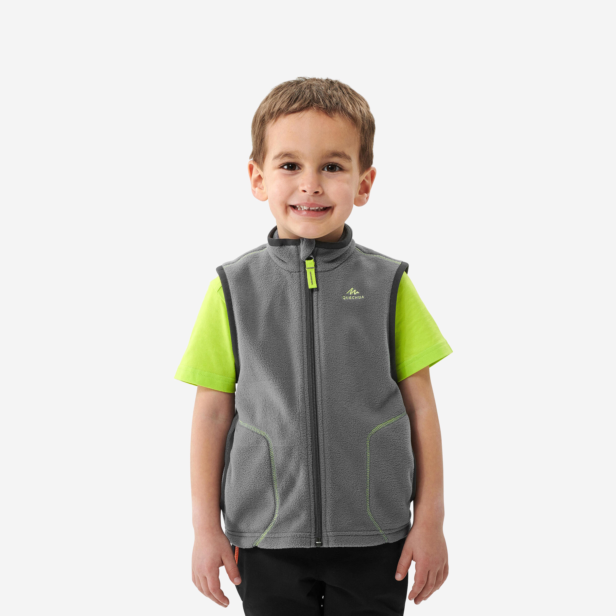 Gilet polaire sans manche de randonn e MH150 gris enfant 2 6