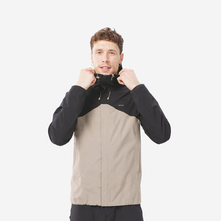 Куртка чоловіча MH150 для гірського туризму водонепроникна чорна/бежева