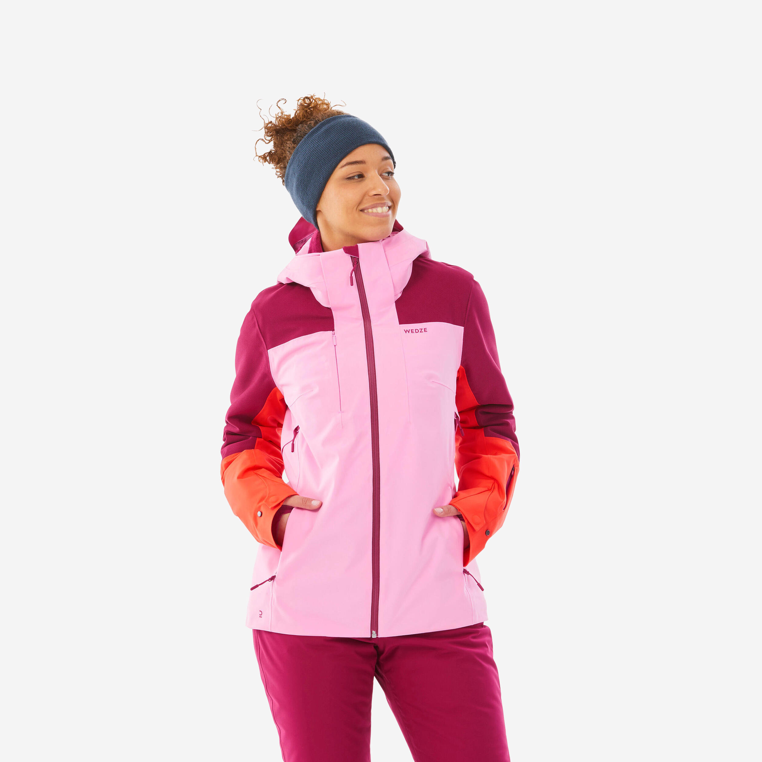 Women's 500 sport ski jacket - pink/fuchsia