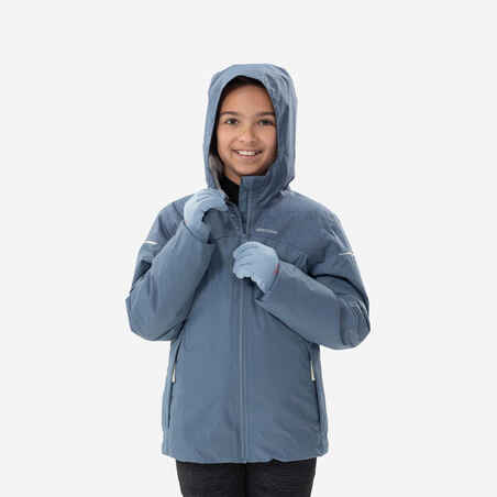 Modra topla in vodoodporna pohodniška jakna SH100 za otroke 