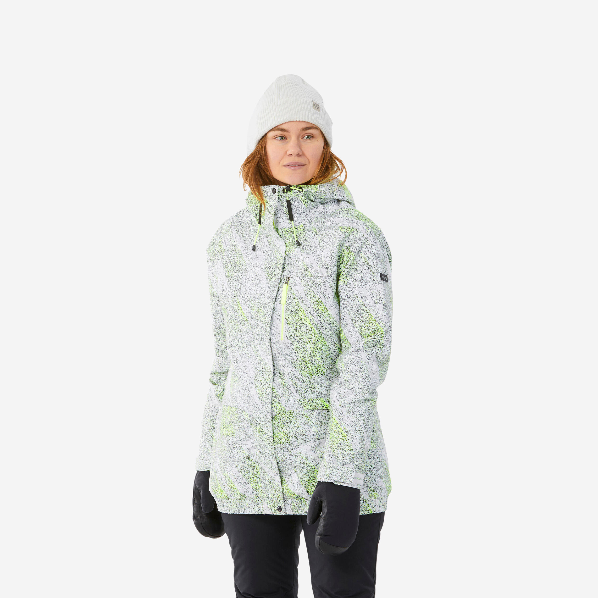 WOMEN'S SNB 100 SNOWBOARD JACKET - WHITE GRAPH 1/13