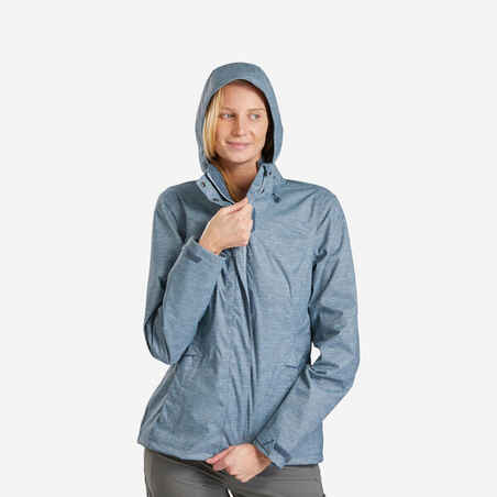 CHAQUETA IMPERMEABLE SENDERISMO MUJER MH100 AZUL