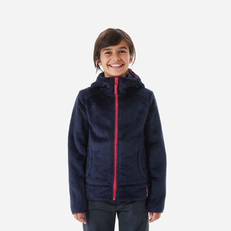 Kids’ Warm Hiking Fleece Jacket - MH500 Aged 7-15 - Navy Blue - Decathlon