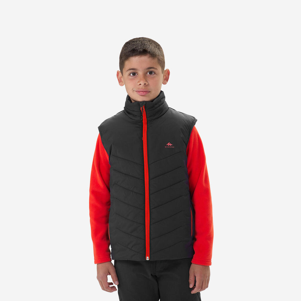 Kids’ hiking padded sleeveless jacket MH500 - 7-15 years - Black