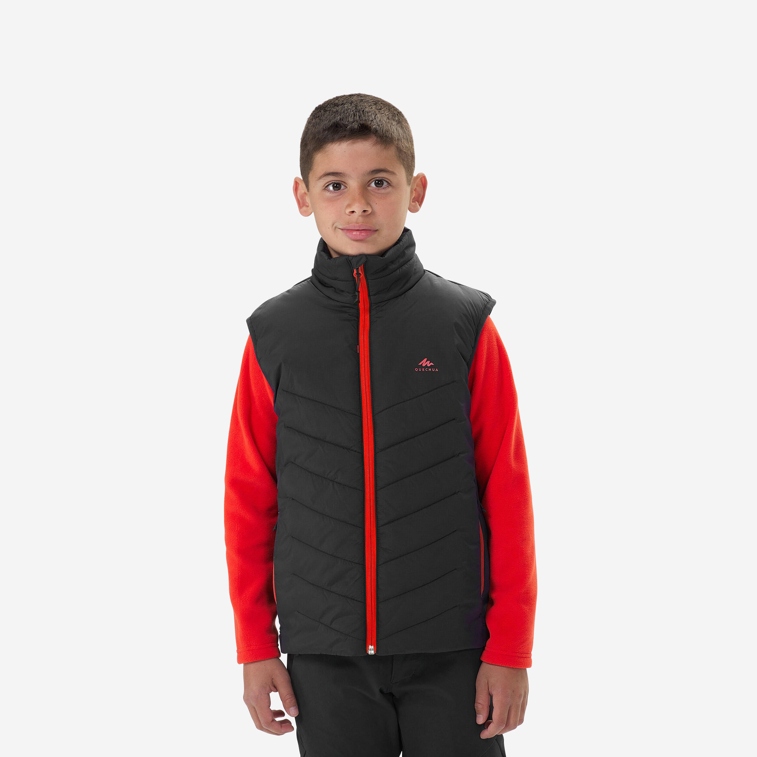 QUECHUA Kids' 7-15 Years Hiking Hybrid Padded Sleeveless Jacket - black