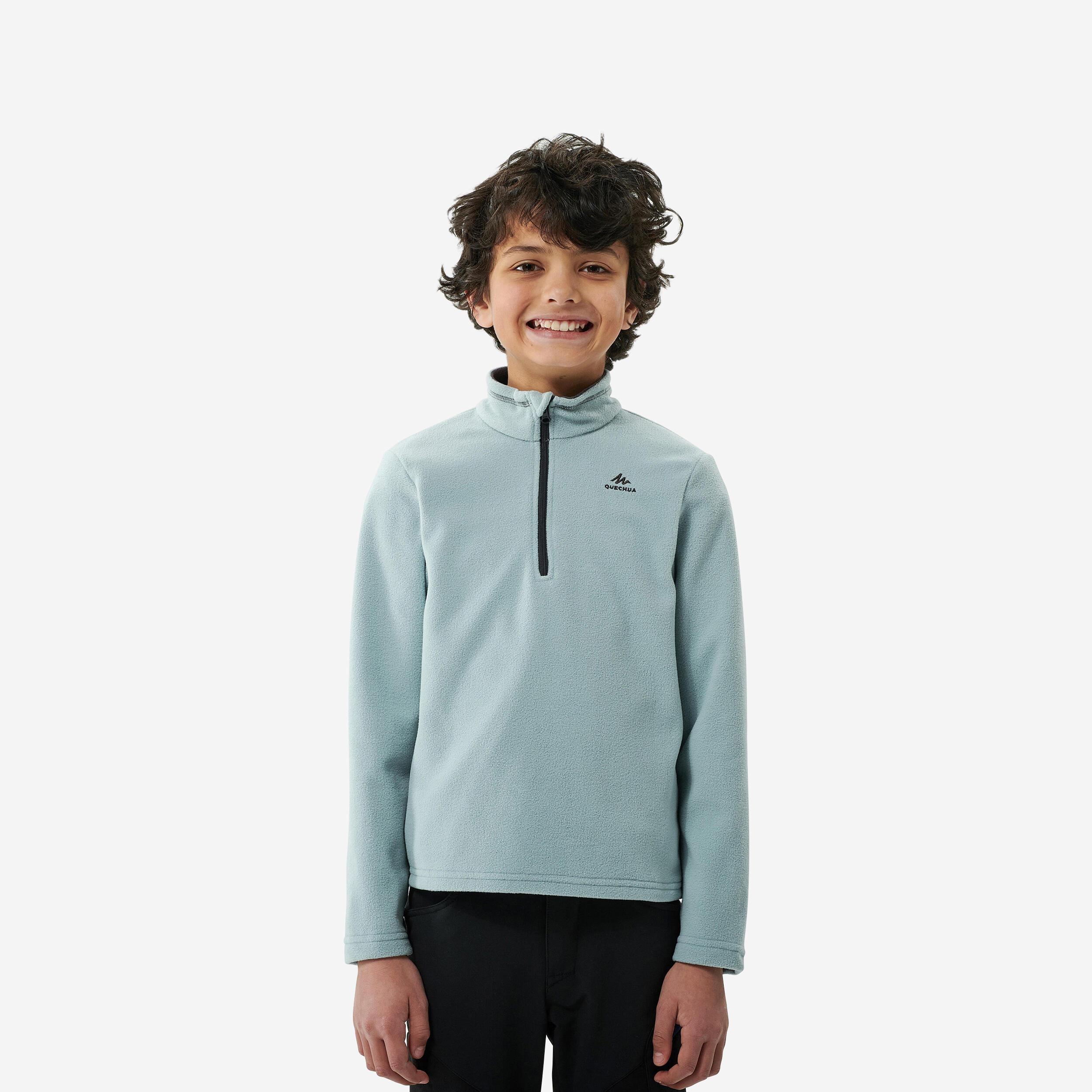 Kids’ Hiking Fleece - MH100 Aged 7-15 - Light Grey 1/5