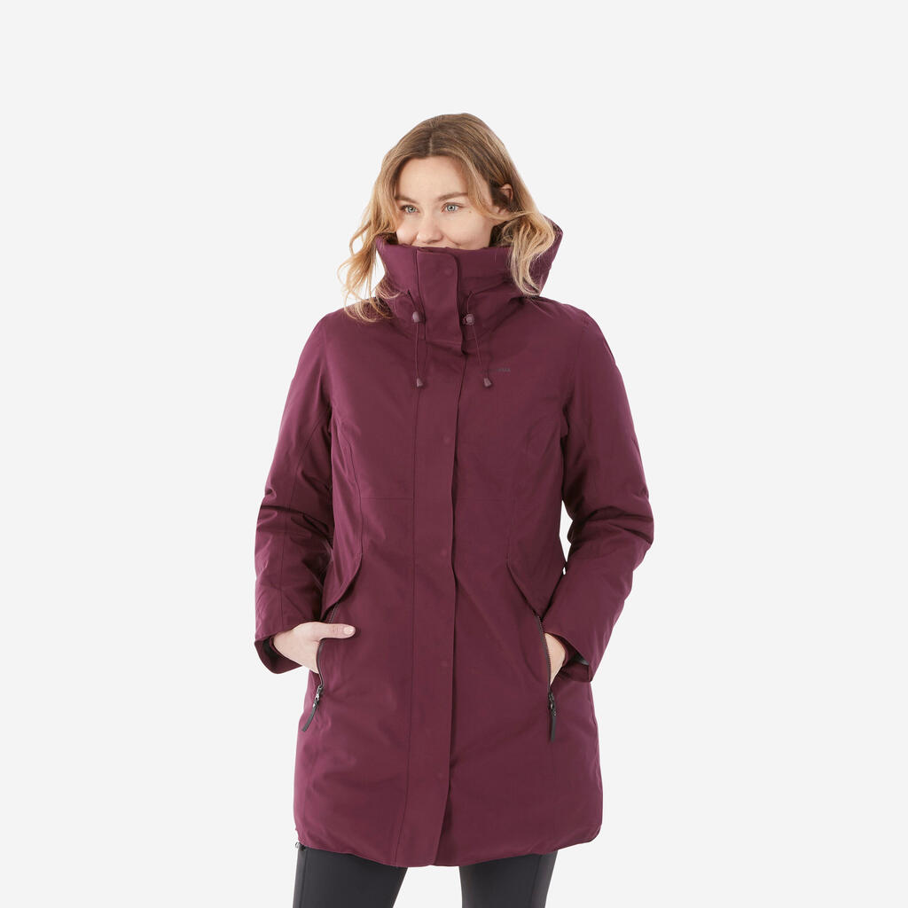 Črna ženska vodoodporna pohodniška jakna NH500 (-10 °C)