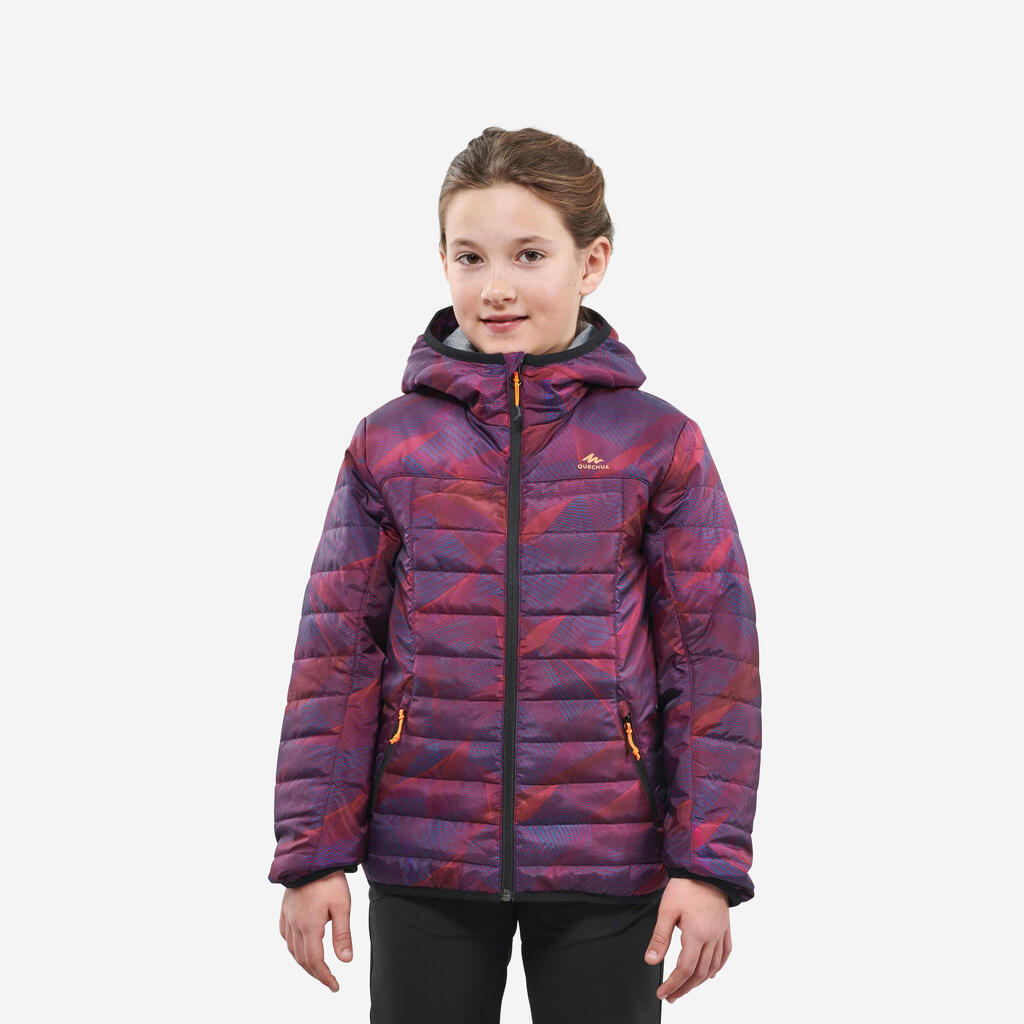 Wattierte Jacke Kinder Gr. 122–170 Winterwandern - MH500 violett bedruckt