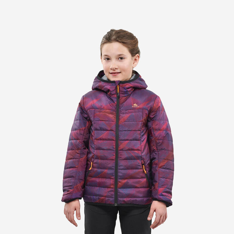 Wattierte Jacke Kinder Gr. 122–170 Winterwandern - MH500 violett bedruckt