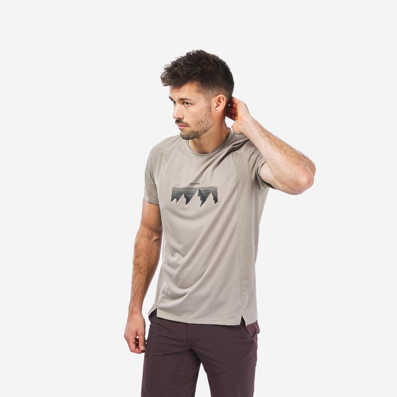 T-shirt de randonnée manches courtes en synthétique - Homme - MH500