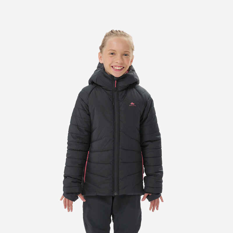 KIDS’ PADDED HIKING JACKET - HYBRID AGED 7-15 - DARK GREY