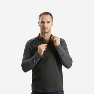 Men Hiking Long Sleeved Warm T-Shirt SH100 Black