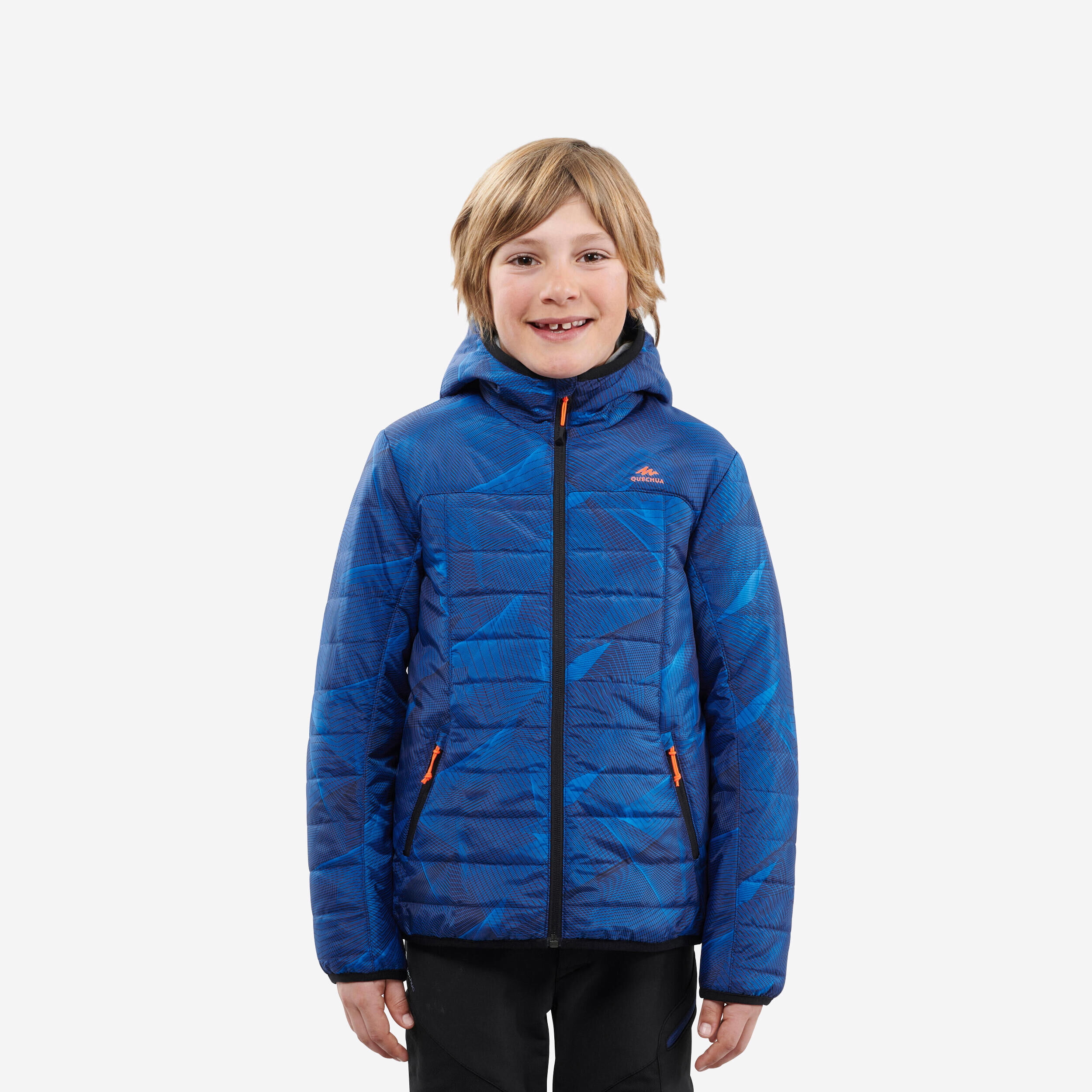 QUECHUA KIDS’ PADDED HIKING JACKET MH500 7-15 YEARS - BLUE