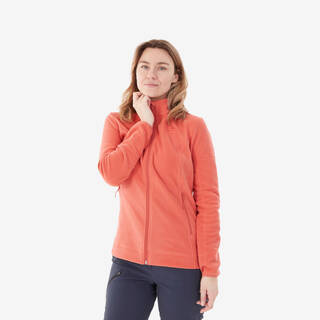 Women’s mountain hiking fleece jacket, MH100 Full Zip - Orange