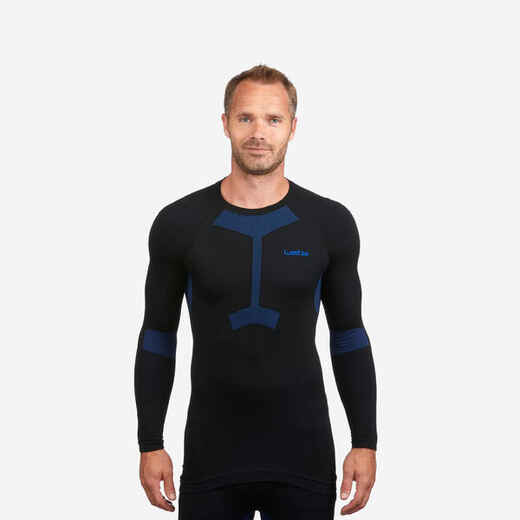 
      Men’s Seamless Ski Base Layer I-Soft Top - BL 500 - Black/Blue
  