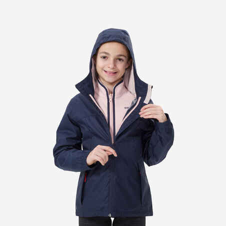 PARKA IMPERMEABLE 3EN1 SENDERISMO NIÑOS SH100 -0,5 °C AZUL