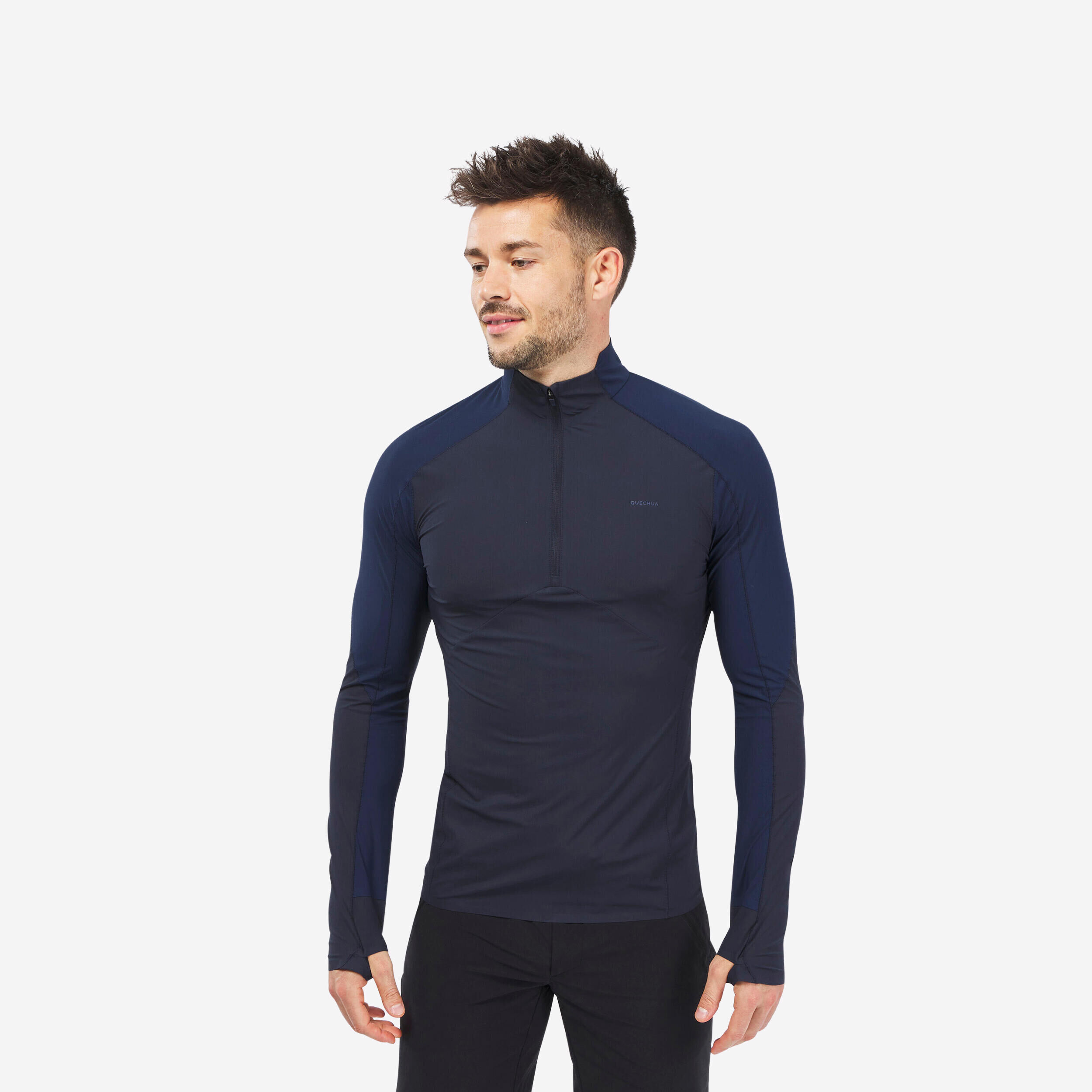 QUECHUA Men's Anti-UV Long-sleeved Hiking T-Shirt-MH550