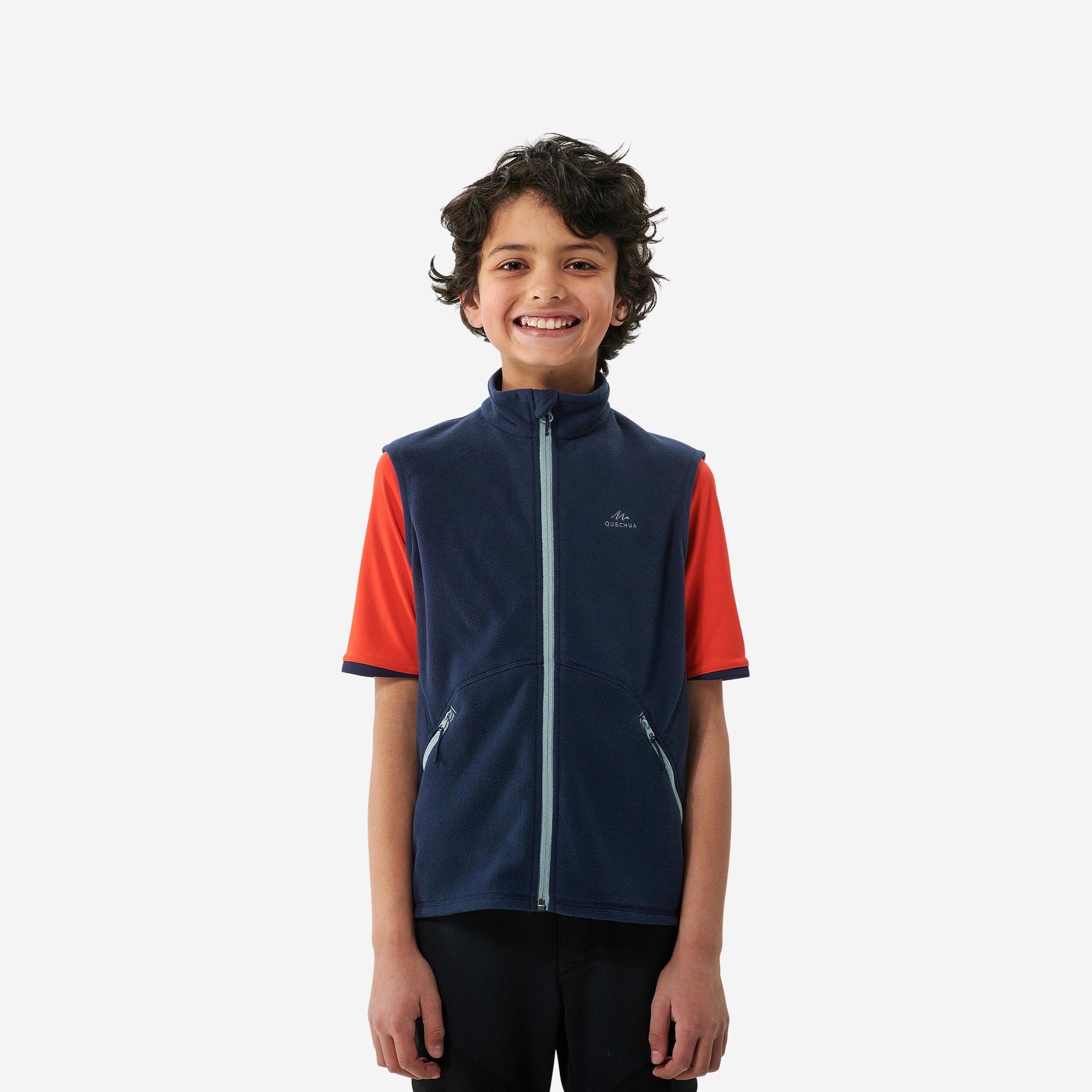 Quechua - Gilet Polaire - Mh150 Bleu Gris - Enfant 7-15 Ans - Polaire - Randonnee Junior - Bleu - 14 À 16 Ans - Decathlon
