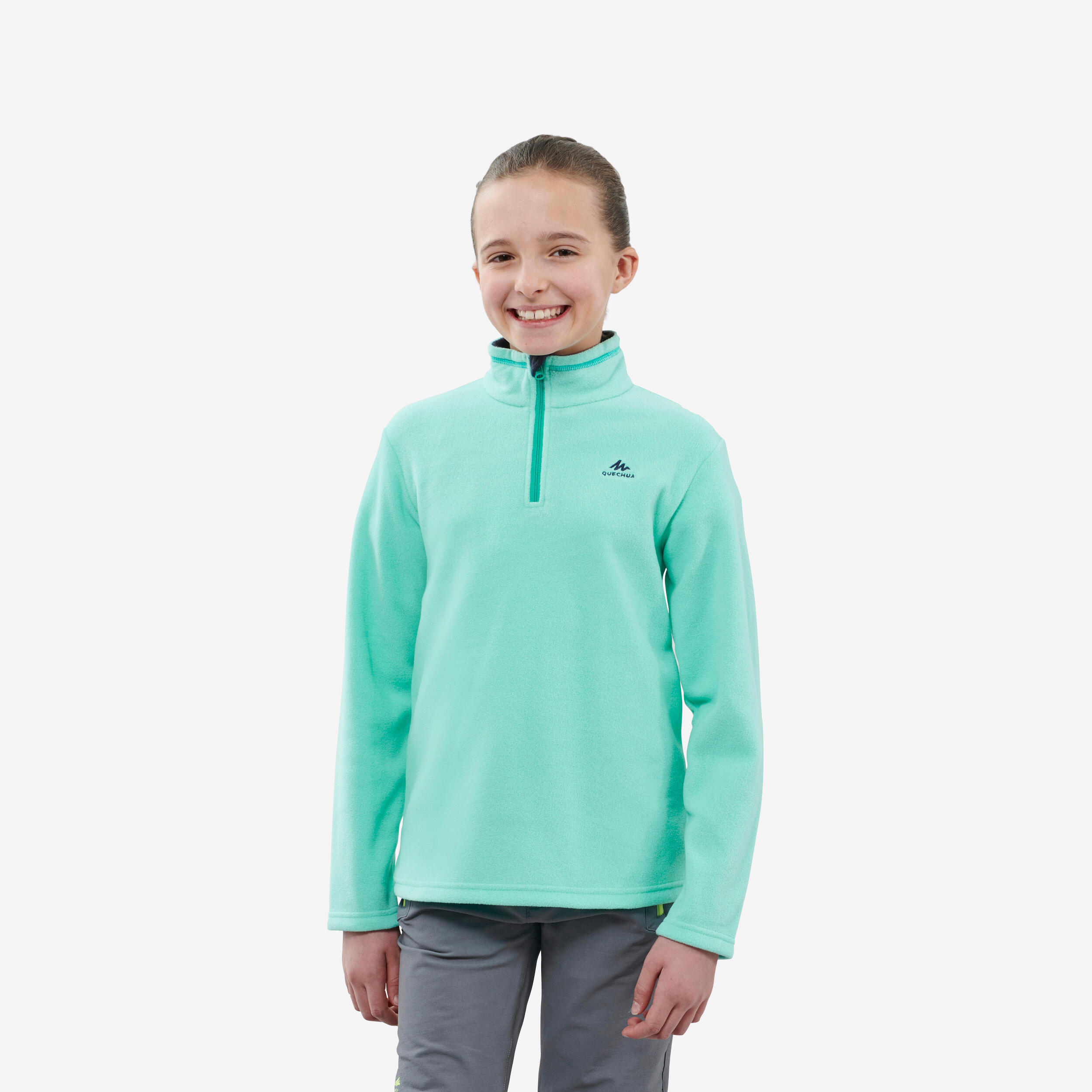 Kids’ Hiking Fleece - MH100 Aged 7-15 - Turquoise 1/1