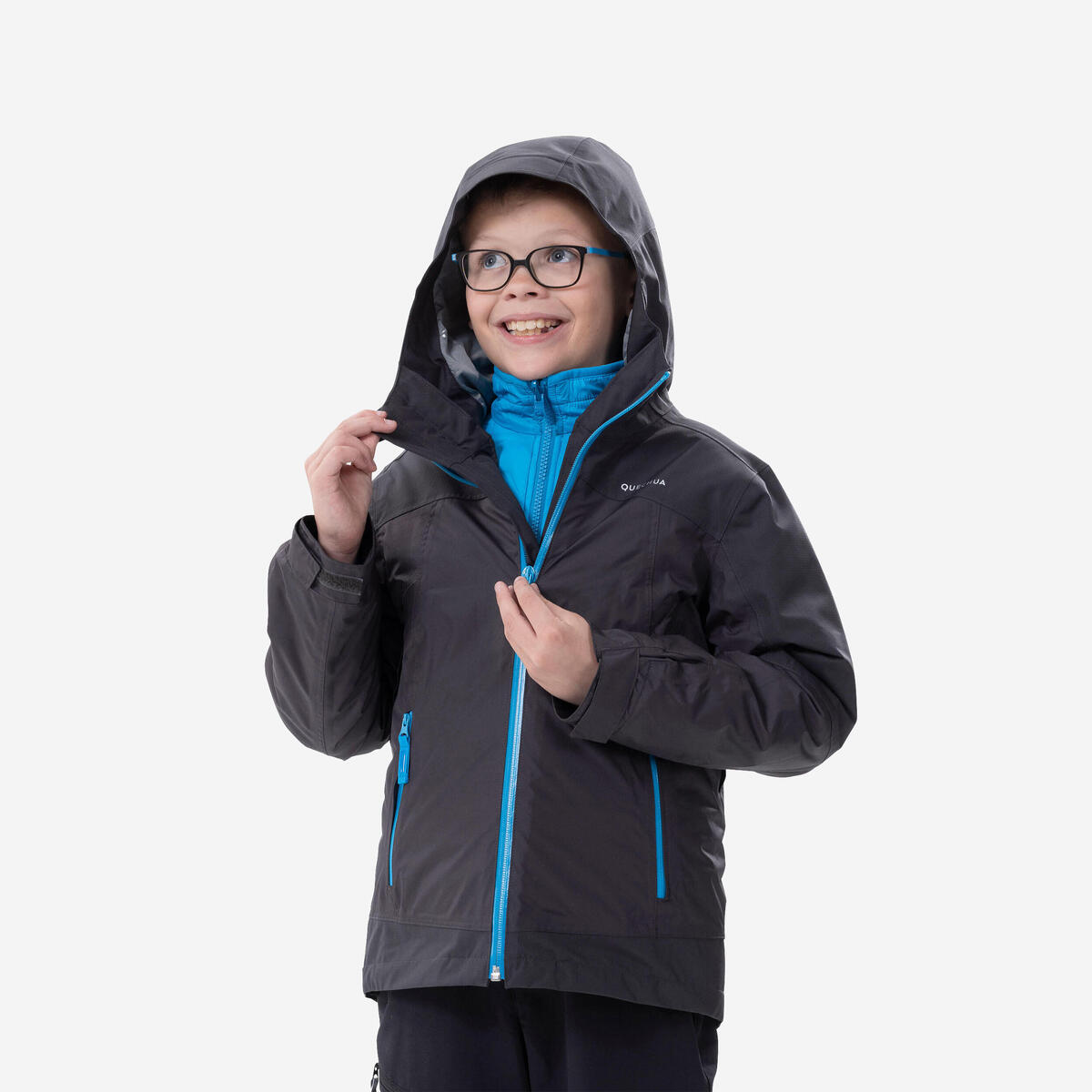 VESTE 3en1 CHAUDE ET IMPERMÉABLE DE RANDONNÉE -SH500  MTN -8°C - ENFANT 7-15 ANS