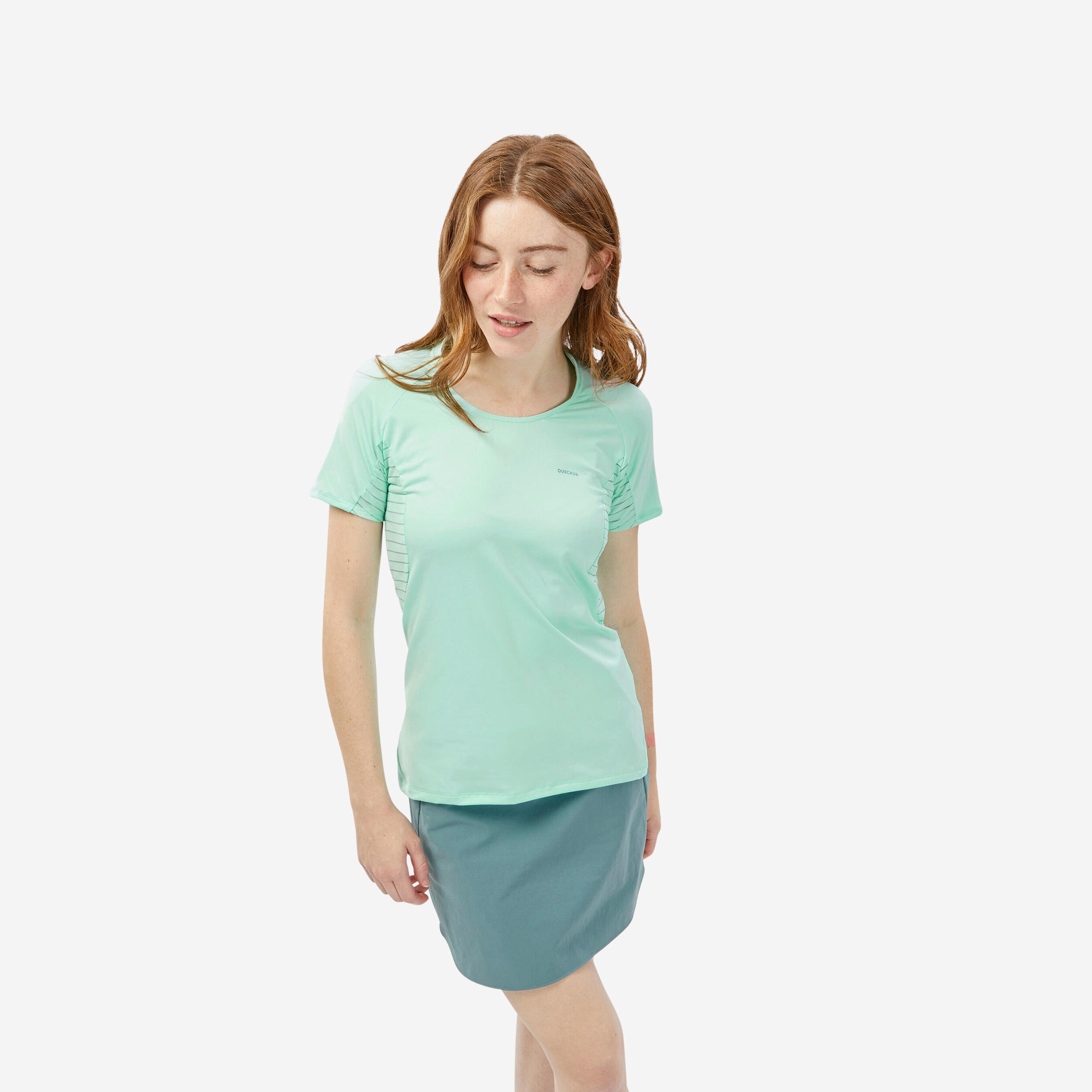 T shirt manches courtes de randonnée montagne MH500 Femme QUECHUA