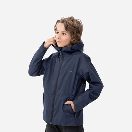 Chamarra impermeable de senderismo azul marino para niños 7-15 años MH500 TW 