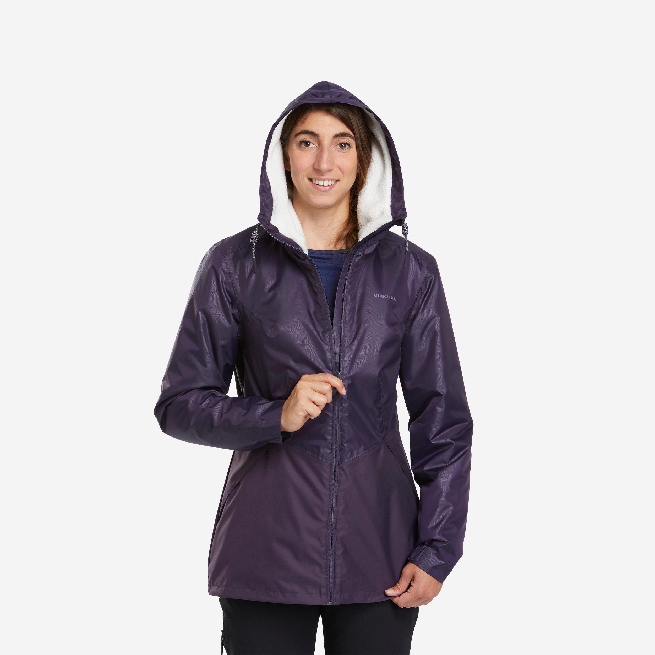 Women Puffer Jacket for Trekking - MT50 Damson