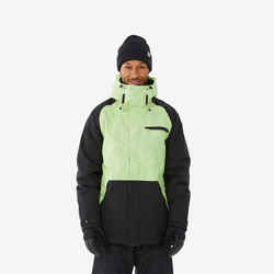 SNB 100 MEN'S SNOWBOARD JACKET - GREEN AND BLACK