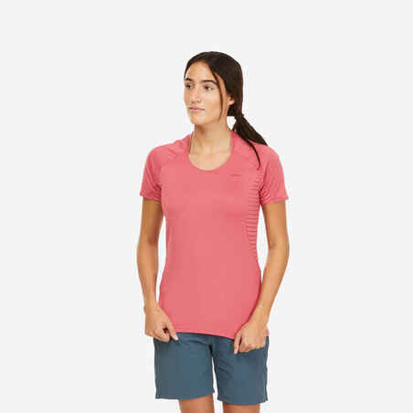 Playera de manga corta de senderismo en montaña para mujer MH500 