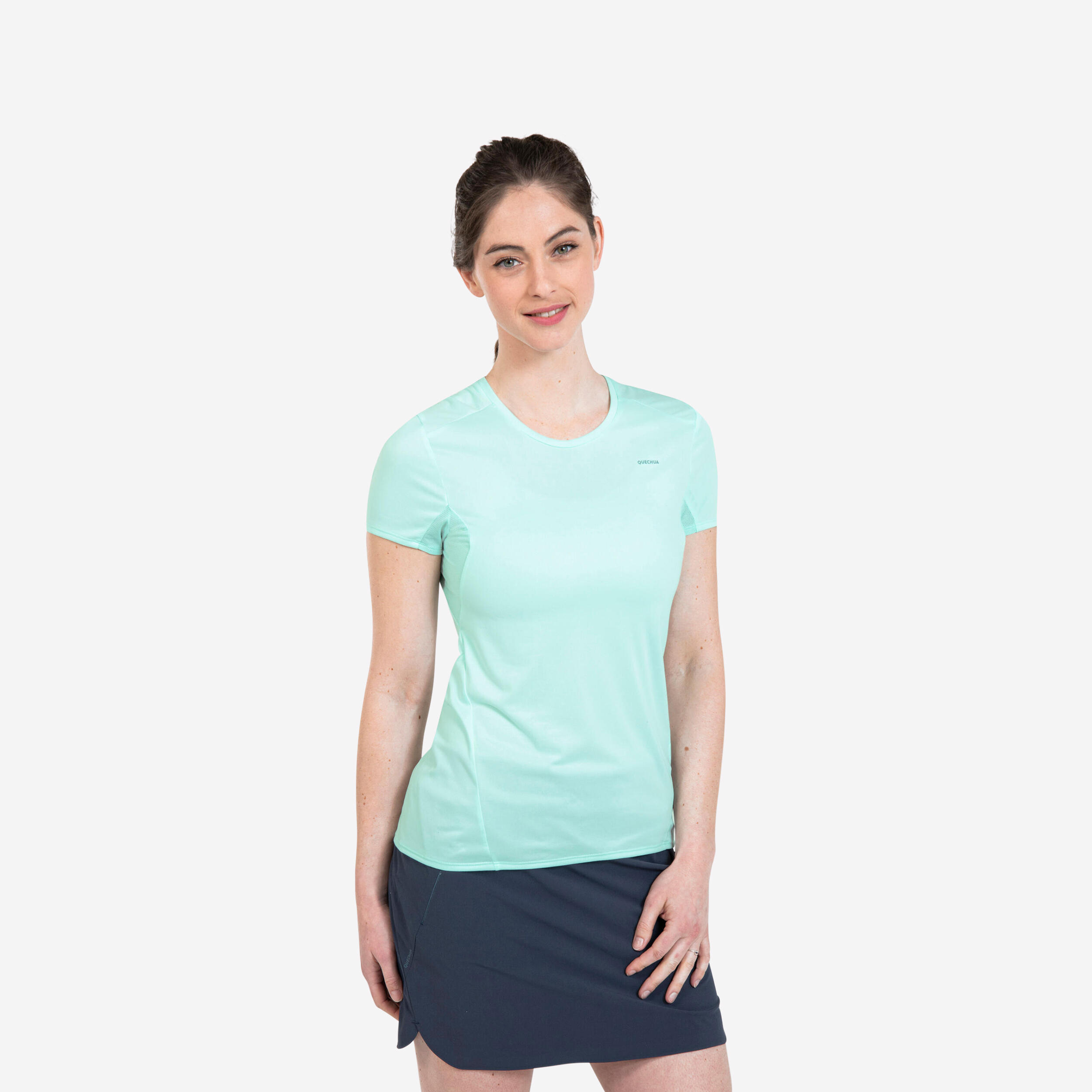 Women’s Mountain Walking Short-Sleeved T-Shirt MH100 1/4