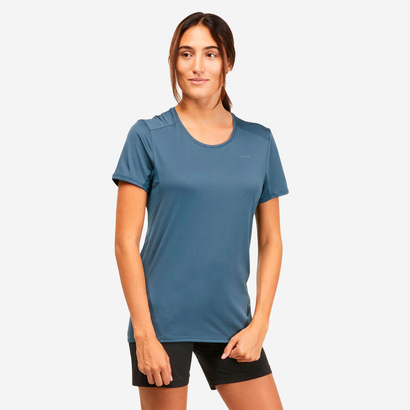 T-shirt trekking donna MH100 turchese